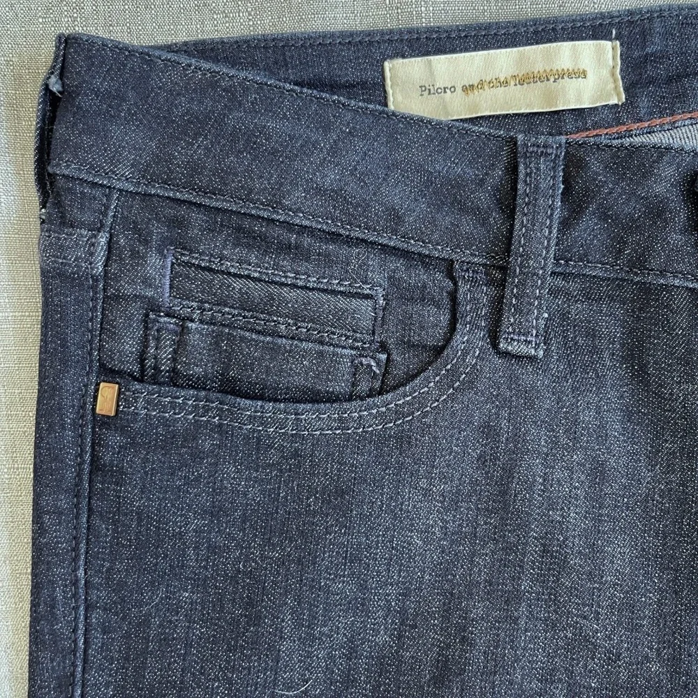 Anthropologie Pilcro Stet Flare Stretch Dark Wash Denim Jeans Women 28 x 32 Long